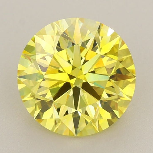 Lab-Grown Round Diamond - 2.0 Carats, Fancy Vivid Yellow Color, VVS2 Clarity - Certified by IGI - Report Number: LG640442416