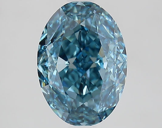 Lab-Grown Oval Diamond - 2.52 Carats, Fancy Vivid Blue Color, VVS2 Clarity - Certified by IGI - Report Number: LG657423110