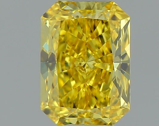 Lab-Grown Radiant Diamond - 0.57 Carats, Fancy Vivid Yellow Color, VVS2 Clarity - Certified by IGI - Report Number: LG637443717