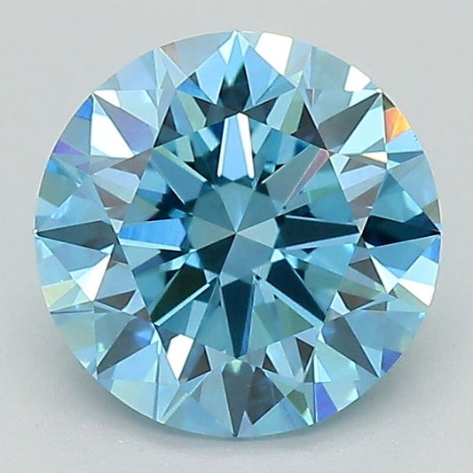 Lab-Grown Round Diamond - 1.51 Carats, Fancy Vivid Blue Color, VVS2 Clarity - Certified by IGI - Report Number: LG687548380