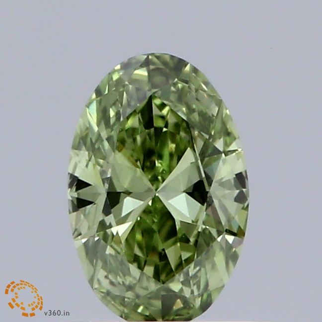 Lab-Grown Oval Diamond - 0.47 Carats, Fancy Vivid Green Color, VS2 Clarity - Certified by IGI - Report Number: LG662479881