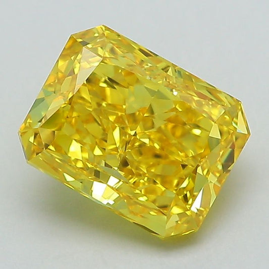 Lab-Grown Radiant Diamond - 2.51 Carats, Fancy Vivid Yellow Color, VVS2 Clarity - Certified by IGI - Report Number: LG593366312