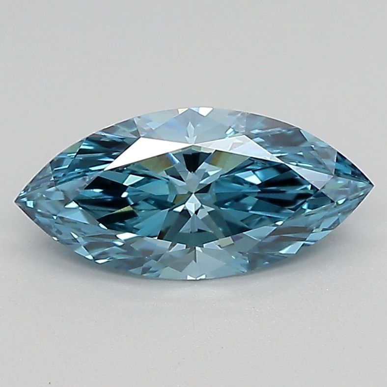 Lab-Grown Marquise Diamond - 0.91 Carats, Fancy Vivid Blue Color, VS1 Clarity - Certified by IGI - Report Number: LG683527370