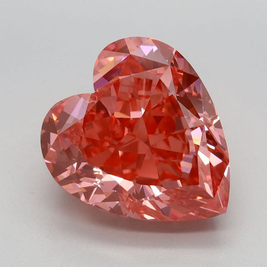 Lab-Grown Heart Diamond - 5.69 Carats, Fancy Vivid Pink Color, VVS2 Clarity - Certified by IGI - Report Number: LG638492255