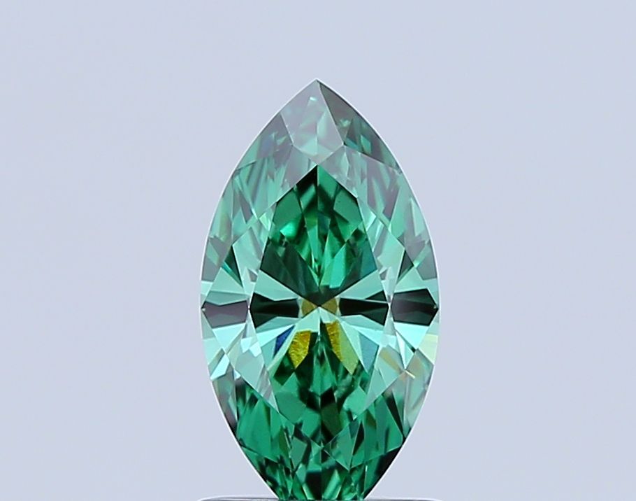 Lab-Grown Marquise Diamond - 1.48 Carats, Fancy Vivid Green Color, VS1 Clarity - Certified by IGI - Report Number: LG689505636