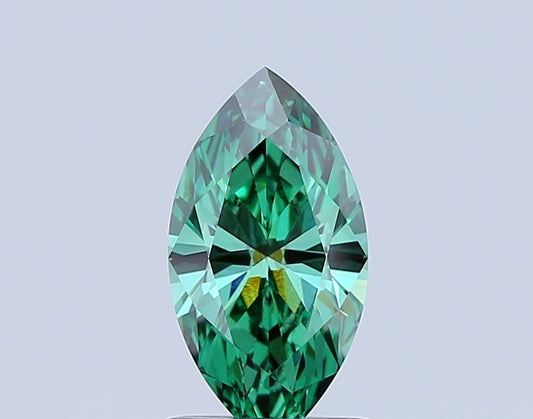 Lab-Grown Marquise Diamond - 1.48 Carats, Fancy Vivid Green Color, VS1 Clarity - Certified by IGI - Report Number: LG689505636
