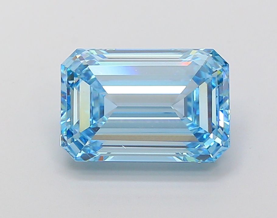 Lab-Grown Emerald Diamond - 5.03 Carats, Fancy Vivid Blue Color, VS1 Clarity - Certified by IGI - Report Number: LG681572126