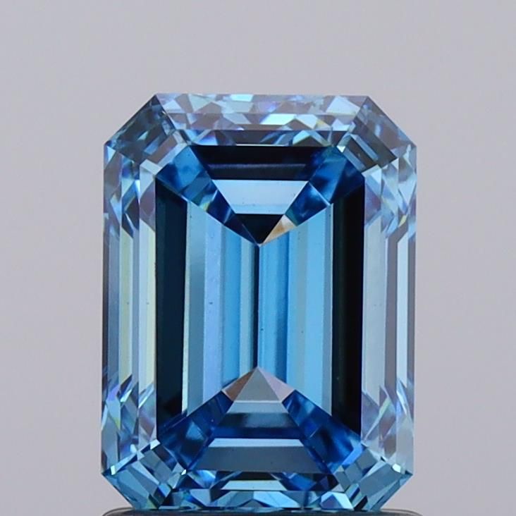 Lab-Grown Emerald Diamond - 1.56 Carats, Fancy Vivid Blue Color, VS1 Clarity - Certified by IGI - Report Number: LG638460052