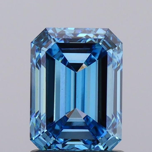 Lab-Grown Emerald Diamond - 1.56 Carats, Fancy Vivid Blue Color, VS1 Clarity - Certified by IGI - Report Number: LG638460052