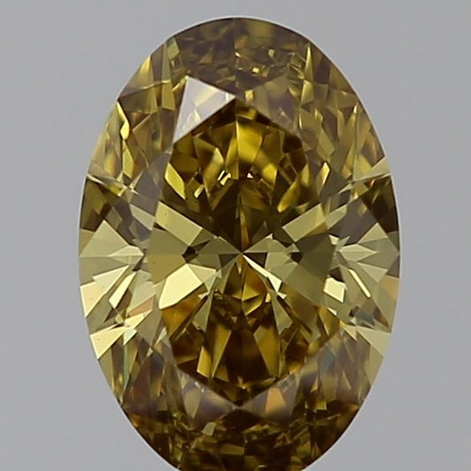 Lab-Grown Oval Diamond - 0.99 Carats, Fancy Intense Brownish Yellow Color, VS1 Clarity - Certified by IGI - Report Number: 606350186