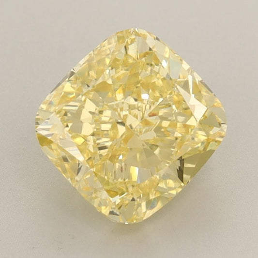 Lab-Grown Cushion Diamond - 2.51 Carats, Fancy Vivid Yellow Color, VVS2 Clarity - Certified by IGI - Report Number: LG648450033