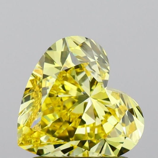 Lab-Grown Heart Diamond - 1.5 Carats, Fancy Vivid Yellow Color, VVS2 Clarity - Certified by IGI - Report Number: LG656402852