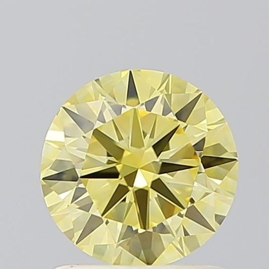 Lab-Grown Round Diamond - 1.0 Carats, Fancy Vivid Yellow Color, VVS2 Clarity - Certified by IGI - Report Number: LG675555188