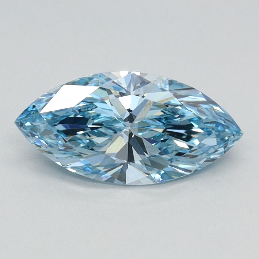 Lab-Grown Marquise Diamond - 0.72 Carats, Fancy Vivid Blue Color, VVS2 Clarity - Certified by IGI - Report Number: LG626424730