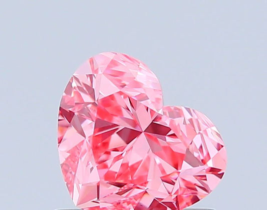 Lab-Grown Heart Diamond - 0.91 Carats, Fancy Vivid Pink Color, VS1 Clarity - Certified by IGI - Report Number: LG677559705