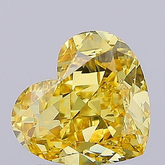 Lab-Grown Heart Diamond - 2.95 Carats, Fancy Vivid Yellow Color, VS1 Clarity - Certified by IGI - Report Number: LG674523252
