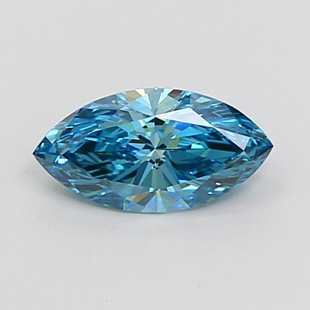 Lab-Grown Marquise Diamond - 0.71 Carats, Fancy Vivid Blue Color, VS1 Clarity - Certified by IGI - Report Number: LG665421713