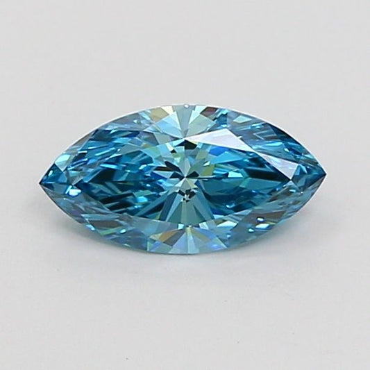 Lab-Grown Marquise Diamond - 0.71 Carats, Fancy Vivid Blue Color, VS1 Clarity - Certified by IGI - Report Number: LG665421713