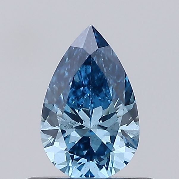 Lab-Grown Pear Diamond - 0.5 Carats, Fancy Vivid Blue Color, SI1 Clarity - Certified by IGI - Report Number: LG684512147