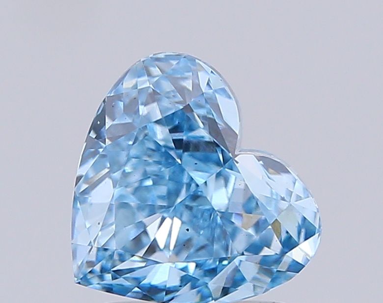 Lab-Grown Heart Diamond - 1.51 Carats, Fancy Vivid Blue Color, VS2 Clarity - Certified by IGI - Report Number: LG645495870