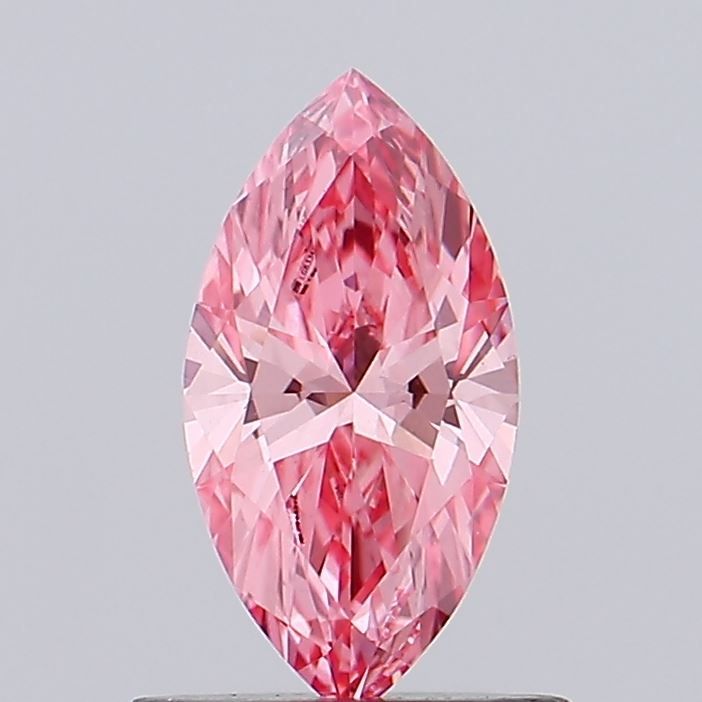 Lab-Grown Marquise Diamond - 0.57 Carats, Fancy Vivid Pink Color, VVS2 Clarity - Certified by IGI - Report Number: LG633404204