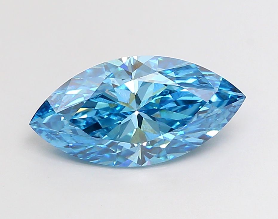 Lab-Grown Marquise Diamond - 3.52 Carats, Fancy Vivid Blue Color, VS2 Clarity - Certified by IGI - Report Number: LG684510360