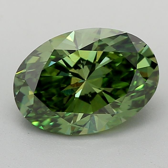 Lab-Grown Oval Diamond - 1.59 Carats, Fancy Vivid Green Color, VVS2 Clarity - Certified by IGI - Report Number: LG660445389
