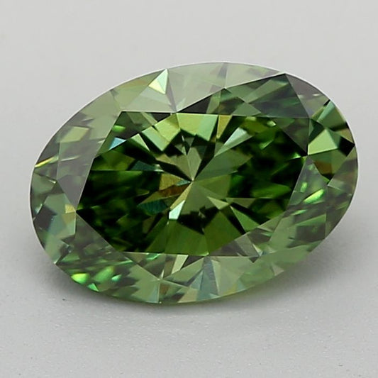 Lab-Grown Oval Diamond - 1.59 Carats, Fancy Vivid Green Color, VVS2 Clarity - Certified by IGI - Report Number: LG660445389