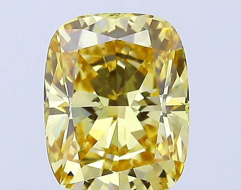 Lab-Grown Cushion Diamond - 2.02 Carats, Fancy Vivid Yellow Color, VS1 Clarity - Certified by IGI - Report Number: LG654491482