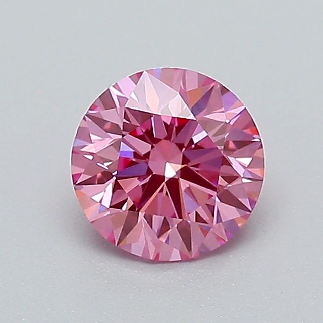 Lab-Grown Round Diamond - 0.63 Carats, Fancy Vivid Pink Color, VVS2 Clarity - Certified by IGI - Report Number: LG652498998
