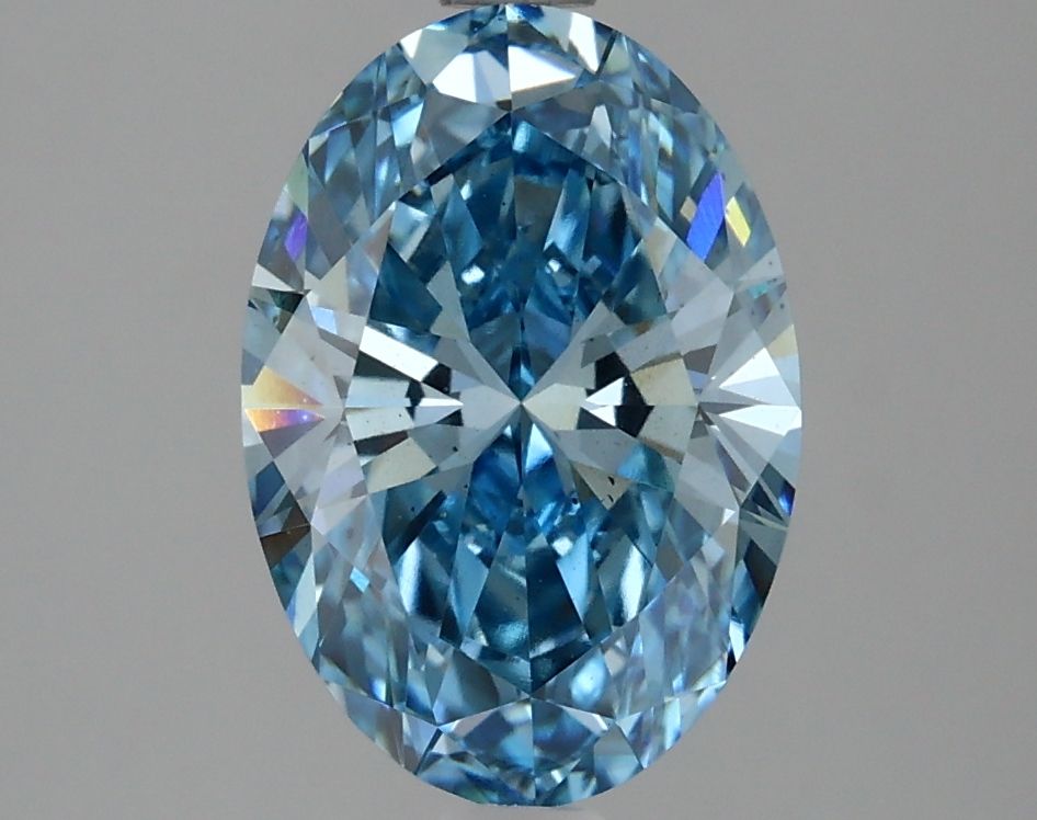 Lab-Grown Oval Diamond - 2.53 Carats, Fancy Vivid Blue Color, VS2 Clarity - Certified by IGI - Report Number: LG634426803