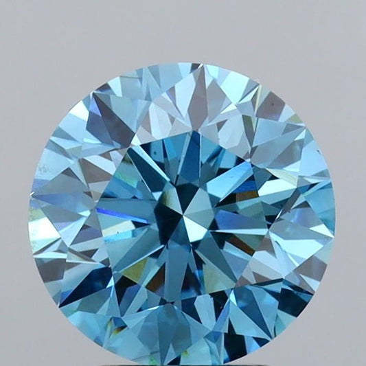 Lab-Grown Round Diamond - 3.02 Carats, Fancy Vivid Blue Color, VS2 Clarity - Certified by IGI - Report Number: LG616419575
