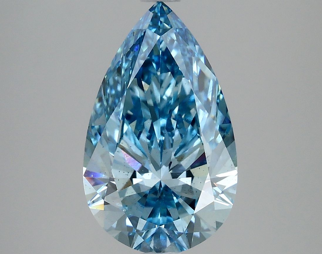 Lab-Grown Pear Diamond - 3.01 Carats, Fancy Vivid Blue Color, VS2 Clarity - Certified by IGI - Report Number: LG634426908