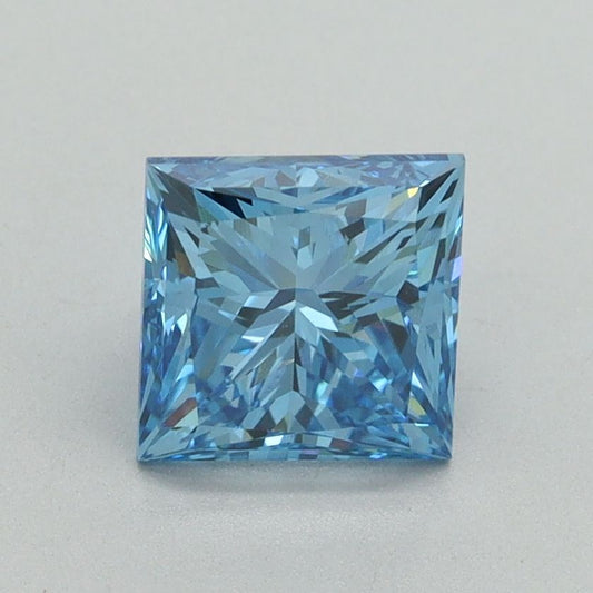 Lab-Grown Princess Diamond - 1.53 Carats, Fancy Vivid Blue Color, VVS2 Clarity - Certified by IGI - Report Number: LG644442195