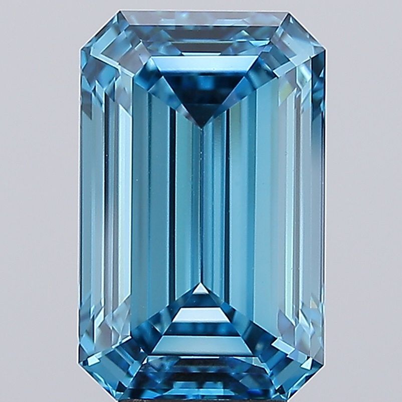 Lab-Grown Emerald Diamond - 7.03 Carats, Fancy Vivid Blue Color, VS1 Clarity - Certified by IGI - Report Number: LG641407775