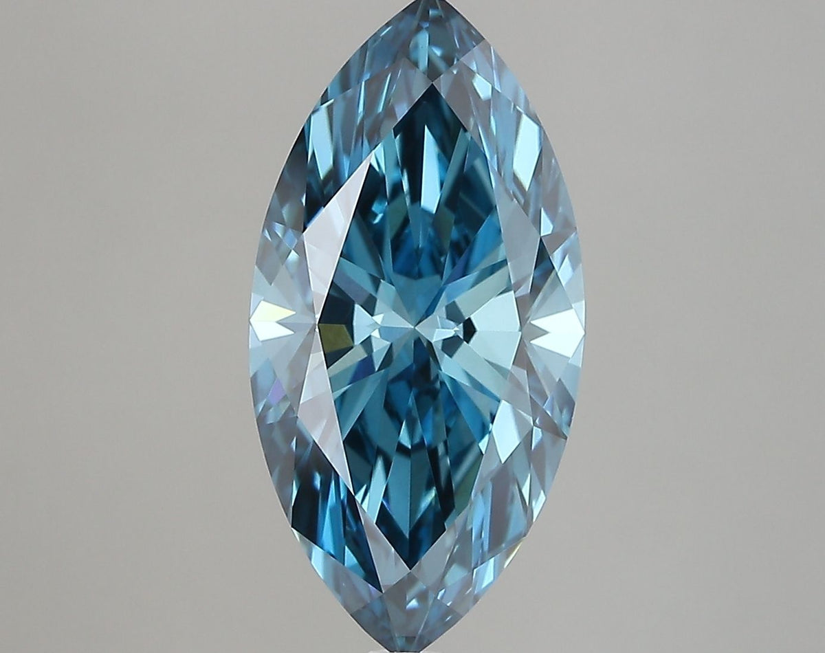 Lab-Grown Marquise Diamond - 3.59 Carats, Fancy Vivid Blue Color, VVS1 Clarity - Certified by IGI - Report Number: LG669450375
