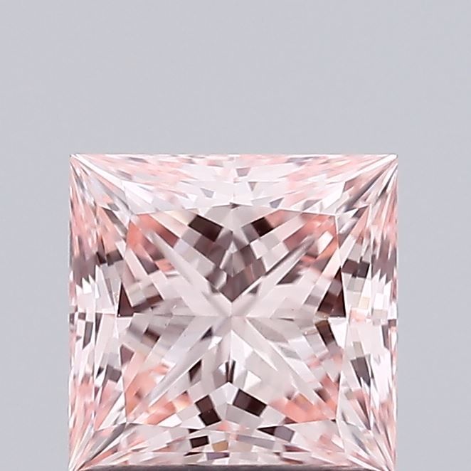 Lab-Grown Princess Diamond - 1.02 Carats, Fancy Intense Pink Color, VS1 Clarity - Certified by IGI - Report Number: LG673423679