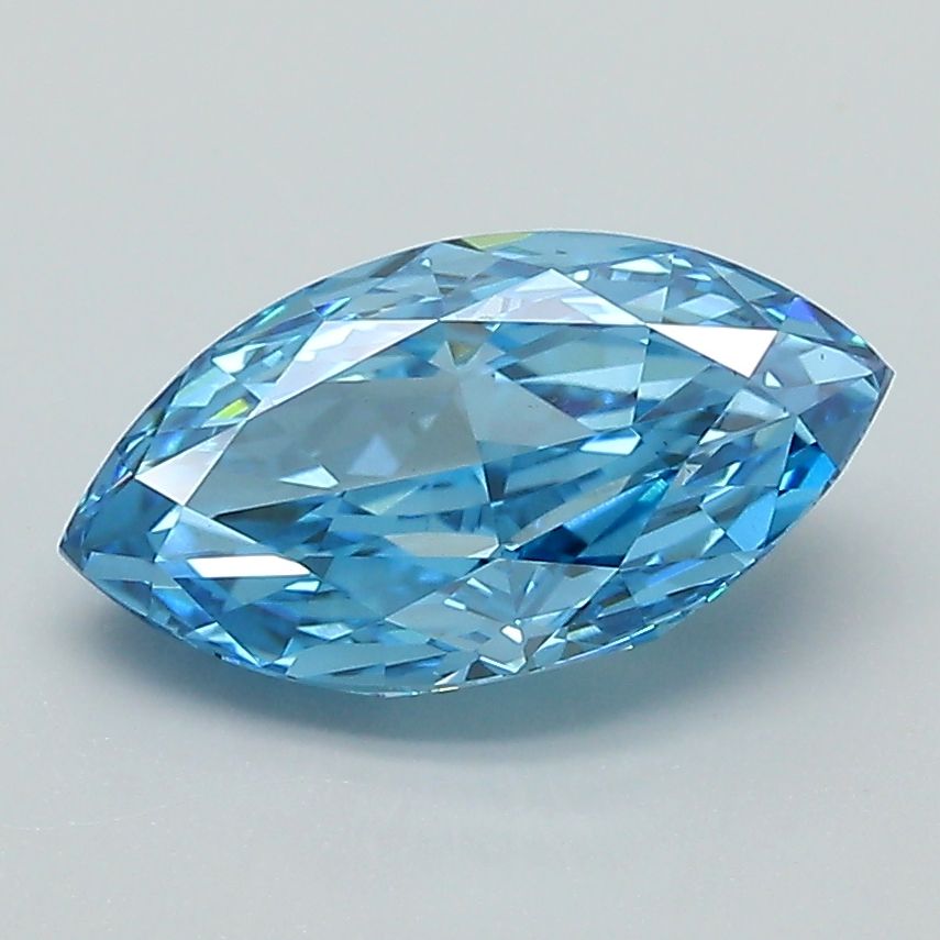 Lab-Grown Marquise Diamond - 1.7 Carats, Fancy Vivid Blue Color, VS1 Clarity - Certified by IGI - Report Number: LG606335415