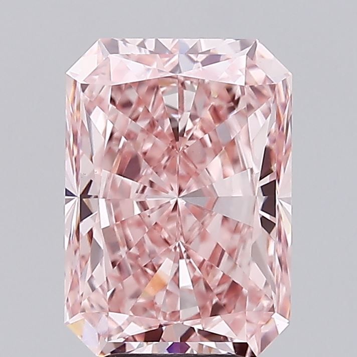 Lab-Grown Radiant Diamond - 5.01 Carats, Fancy Vivid Pink Color, VS1 Clarity - Certified by IGI - Report Number: LG680523614