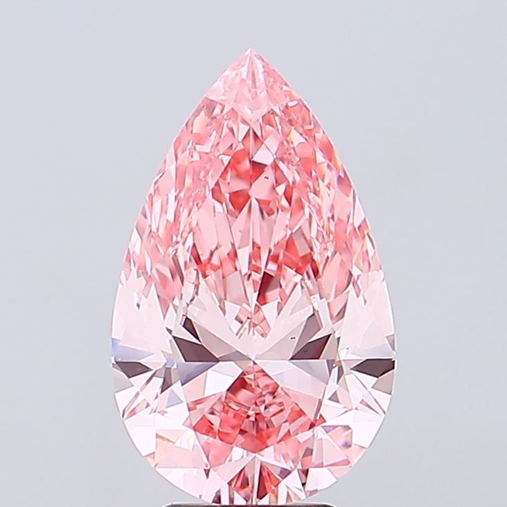 Lab-Grown Pear Diamond - 4.02 Carats, Fancy Vivid Pink Color, VS1 Clarity - Certified by IGI - Report Number: LG689506796