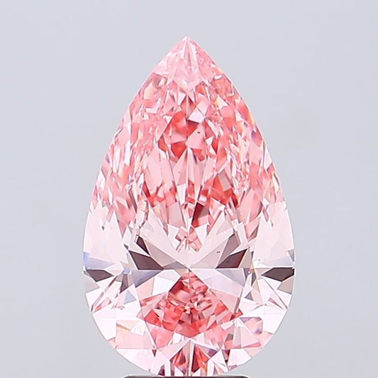 Lab-Grown Pear Diamond - 4.02 Carats, Fancy Vivid Pink Color, VS1 Clarity - Certified by IGI - Report Number: LG689506796