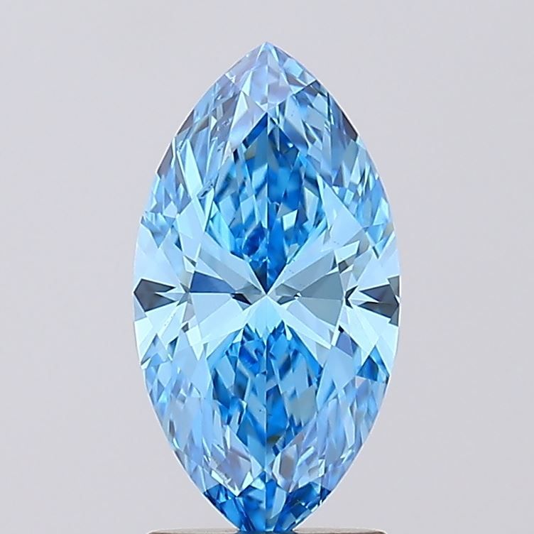 Lab-Grown Marquise Diamond - 2.01 Carats, Fancy Vivid Blue Color, VS1 Clarity - Certified by IGI - Report Number: LG605352940