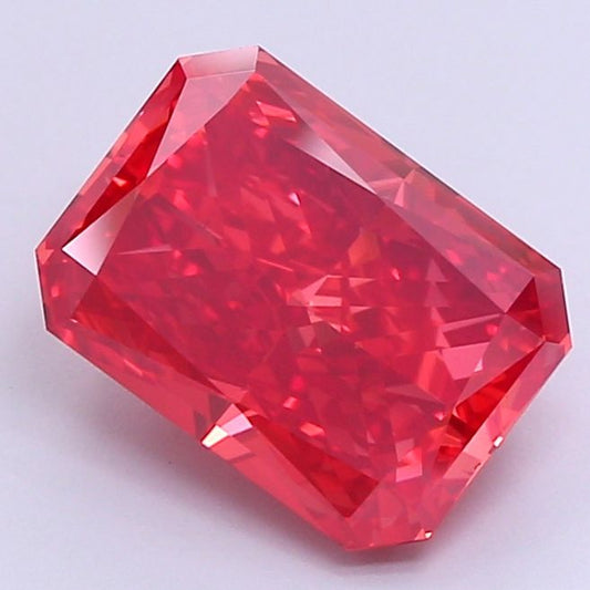 Lab-Grown Radiant Diamond - 3.45 Carats, Fancy Vivid Red Color, VS1 Clarity - Certified by IGI - Report Number: LG659413443