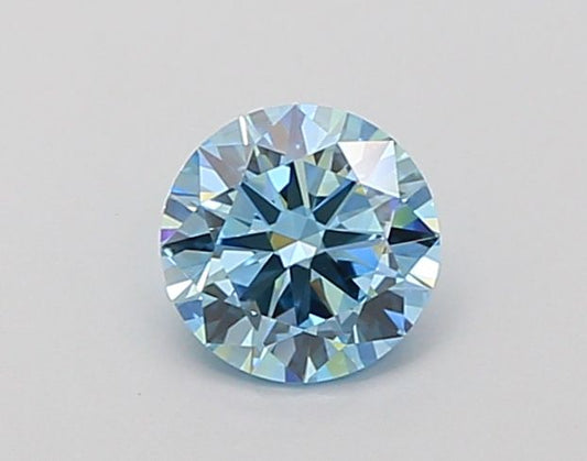 Lab-Grown Round Diamond - 0.64 Carats, Fancy Intense Blue Color, VVS2 Clarity - Certified by IGI - Report Number: LG666403447