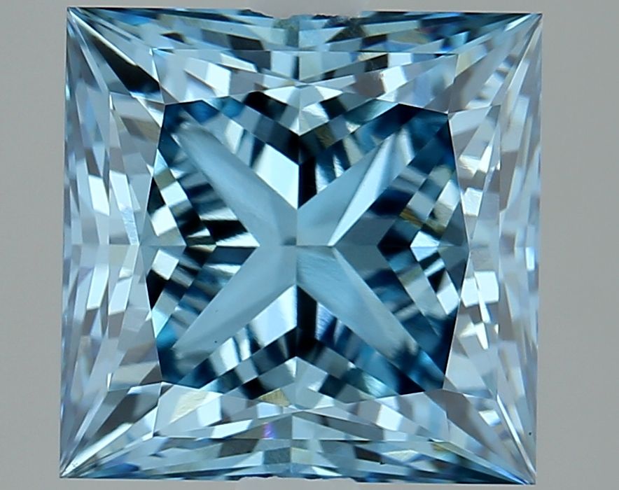 Lab-Grown Princess Diamond - 3.08 Carats, Fancy Vivid Blue Color, VS1 Clarity - Certified by IGI - Report Number: LG641414390
