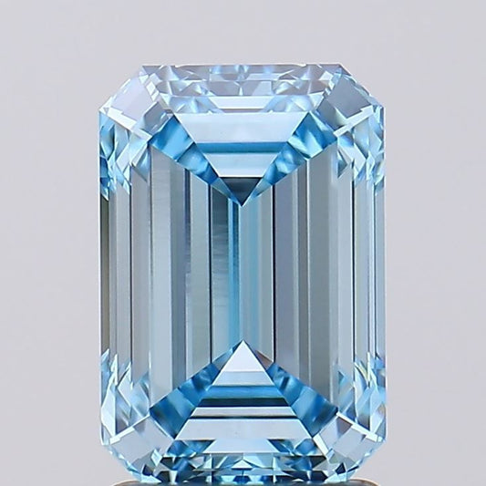 Lab-Grown Emerald Diamond - 2.01 Carats, Fancy Intense Blue Color, VVS2 Clarity - Certified by IGI - Report Number: LG627423513