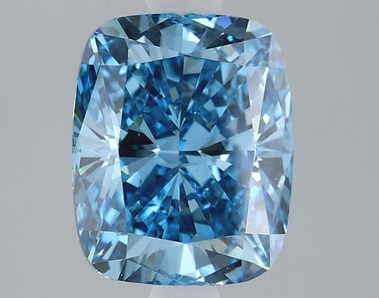 Lab-Grown Cushion Diamond - 2.03 Carats, Fancy Vivid Blue Color, VVS2 Clarity - Certified by IGI - Report Number: LG614395725