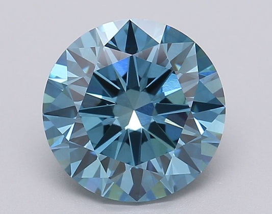 Lab-Grown Round Diamond - 1.96 Carats, Fancy Vivid Blue Color, VS1 Clarity - Certified by IGI - Report Number: LG613349373