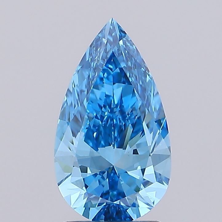 Lab-Grown Pear Diamond - 1.99 Carats, Fancy Vivid Blue Color, VS2 Clarity - Certified by IGI - Report Number: LG675594983