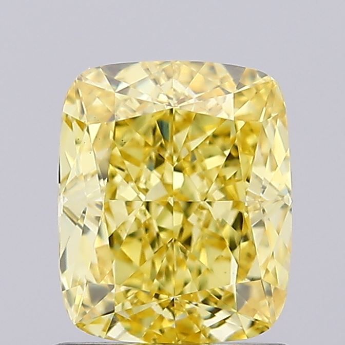 Lab-Grown Cushion Diamond - 1.32 Carats, Fancy Vivid Yellow Color, VS1 Clarity - Certified by IGI - Report Number: LG659425142